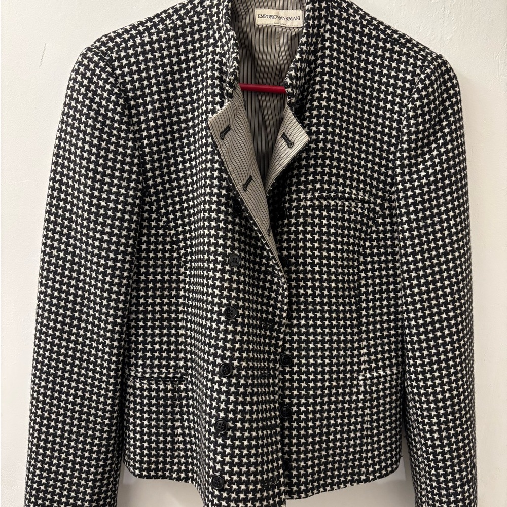 Emporio Armani Black and White Houndstooth Blazer